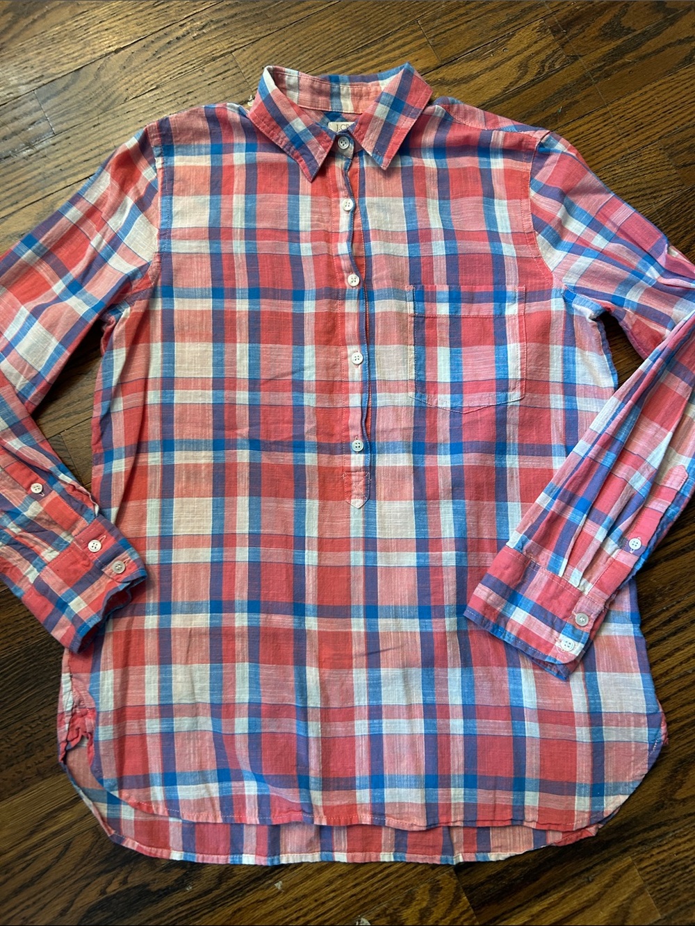 J.Crew Women’s Red Plaid Button-Up Shirt